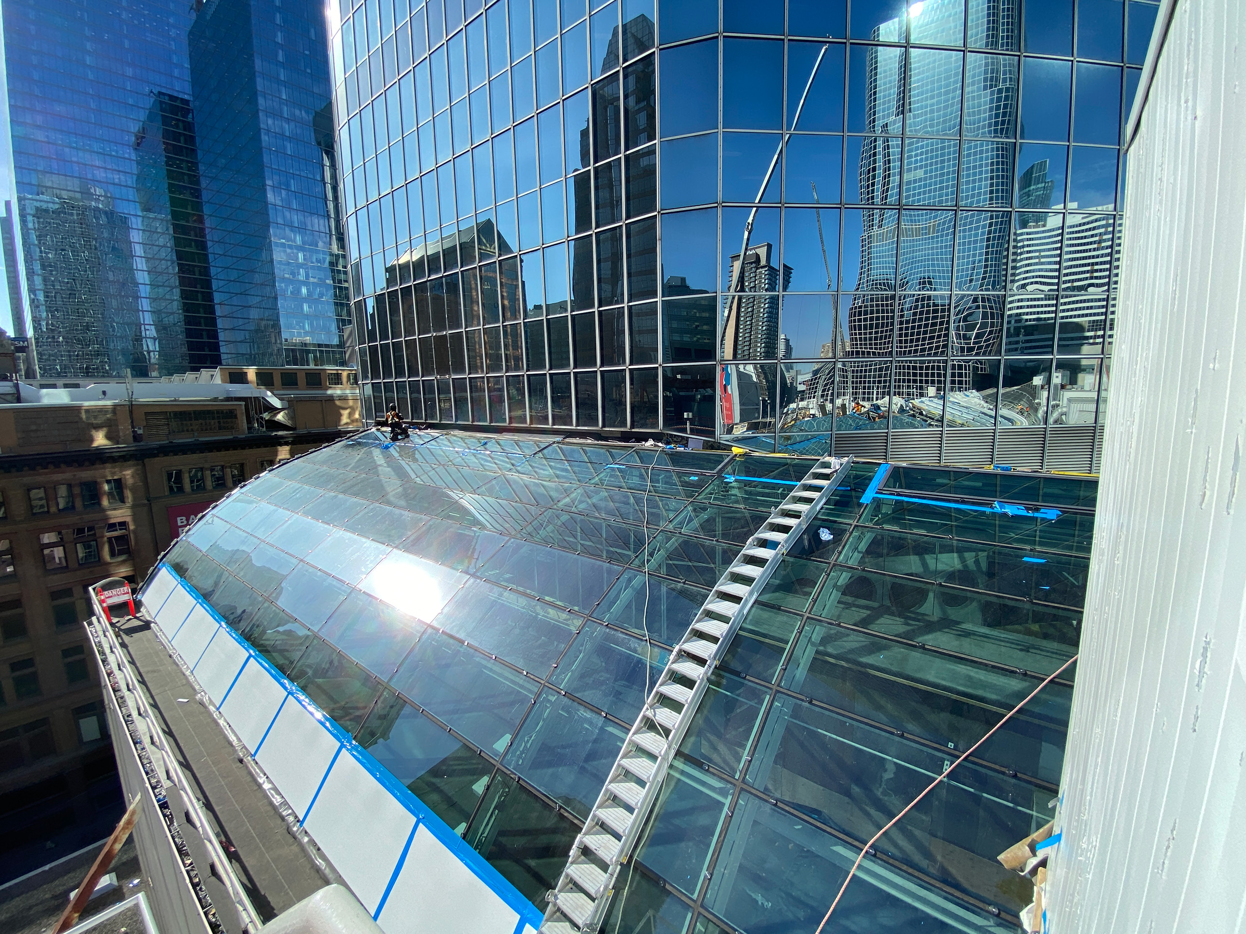 The new glass roof as seen from the exterior.